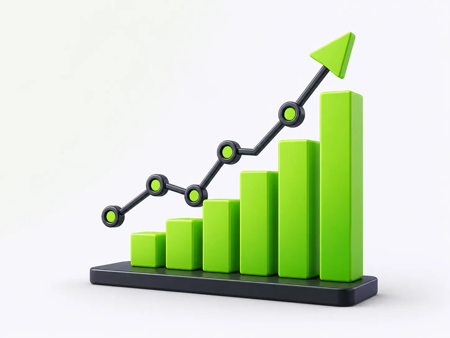 Green growth chart with an upward trend arrow