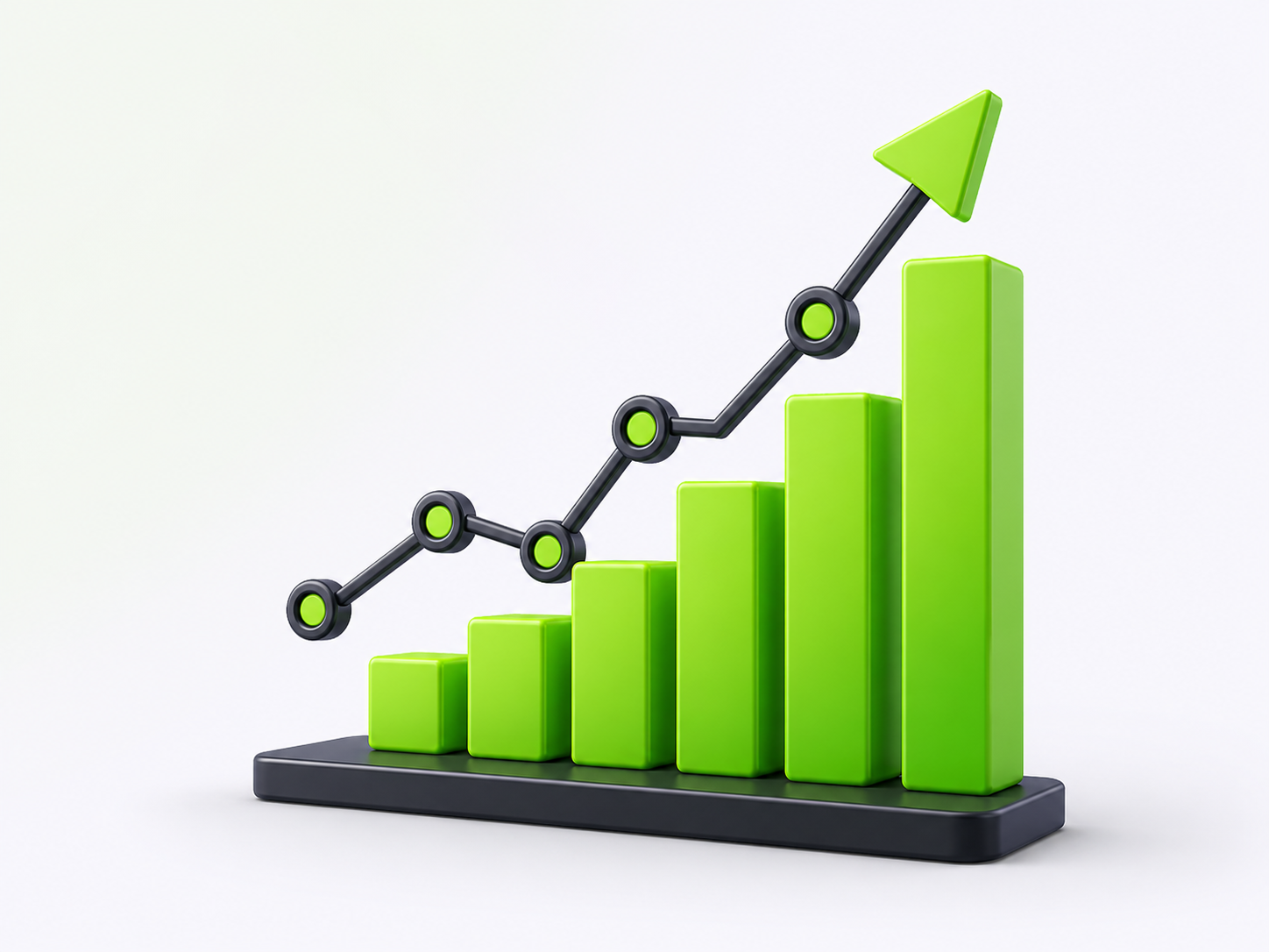 Green growth chart with an upward trend arrow